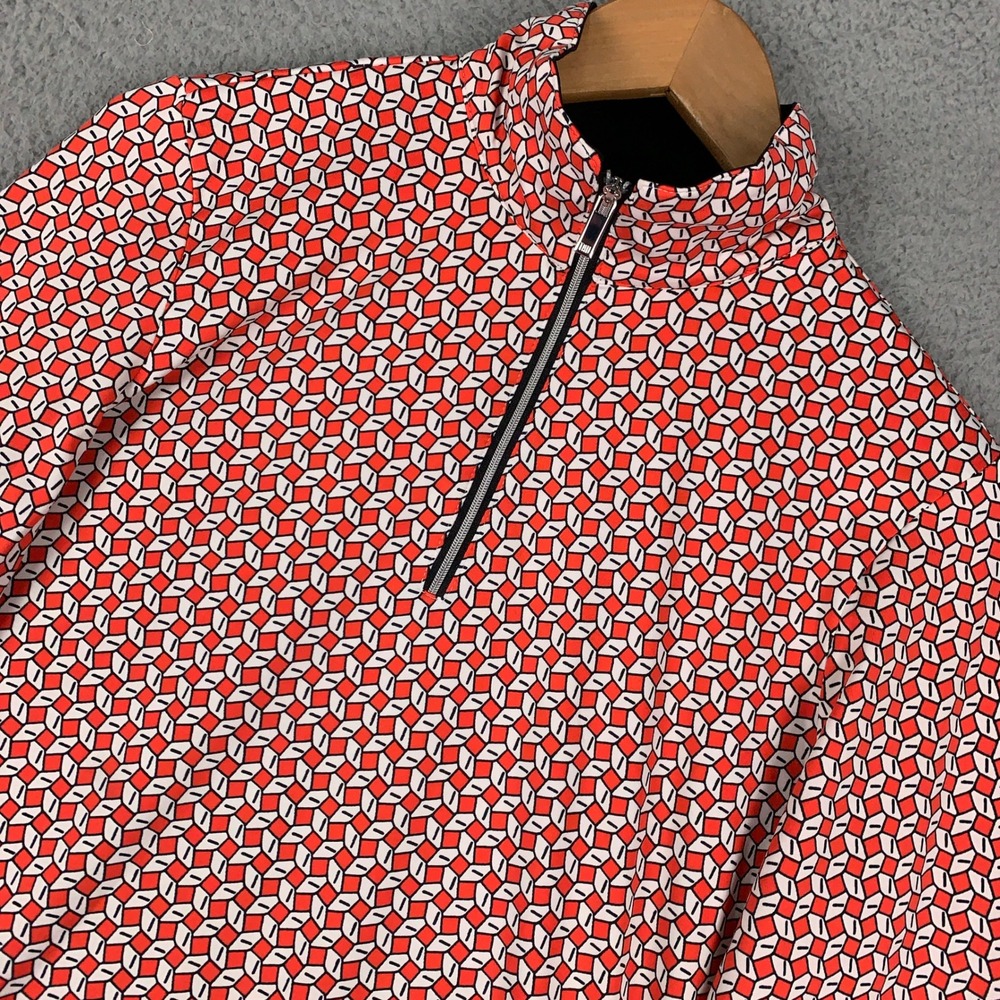 Tail White Label Nevaeh Top Women's Medium M Red Geometric 1/4 Zip Golf Athletic - Picture 1 of 9